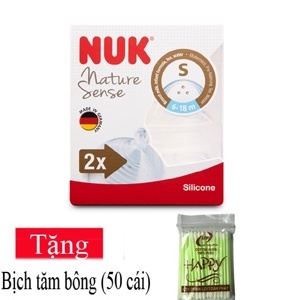 Bộ 2 núm ty silicone Nuk Nature Sense S2 - S NU21502