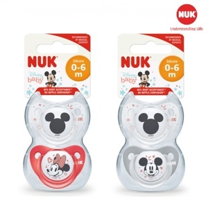 Bộ 2 ty ngậm Nuk Mickey Plus silicon (0 - 6 tháng)