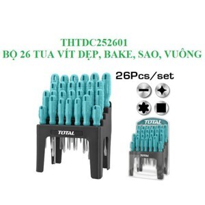 Bộ 26 tua vít dẹp bake sao vuông Total THTDC252601