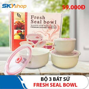 bộ 3 bát sứ có nắp hút chân không seal bowl