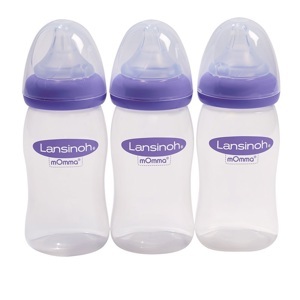 Bộ 3 bình sữa Lansinoh mOmma, NaturalWave Nipple 240ml