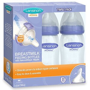 Bộ 3 bình sữa Lansinoh mOmma, NaturalWave Nipple 240ml