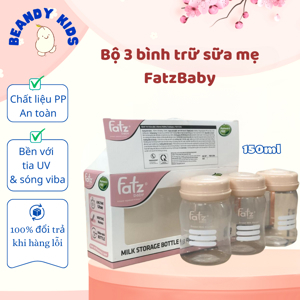 Bộ 3 bình trữ sữa cổ rộng Fatz Baby - 150ml