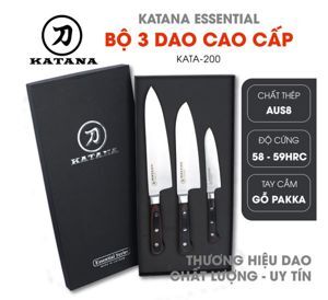 Bộ 3 chiếc dao bếp thương hiệu KATANA Essential - Dao thái thịt cá - Dao đa năng -  Dao gọt hoa quả - KATA200