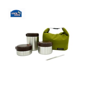 Bộ 3 hộp cơm Lock&Lock Mushroom Hot Tank Lunch Box - LHC8025SLV