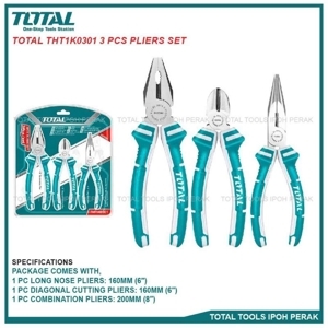 Bộ 3 kềm cắt, kềm răng và kềm mỏ dài Total THT1K0301