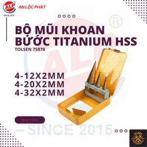 Bộ 3 mũi khoan bước Titanium HSS Tolsen 75878