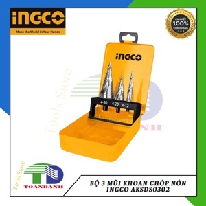 Bộ 3 mũi khoan chóp nón Ingco AKSDS0302