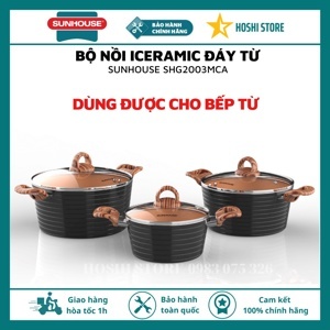 Bộ 3 nồi Ceramic đáy từ Sunhouse SHG2003MCA