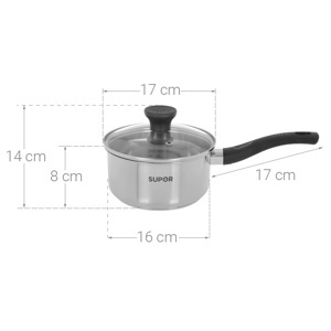 Bộ 3 nồi quánh inox 3 đáy nắp kiếng Easycook Supor H20211-T1