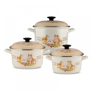 Bộ 3 nồi thép Nippon phủ men thủy tinh Fujihoro  KIT-330