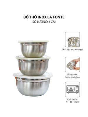 Bộ 3 thố inox La Fonte JAG-750