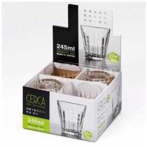Bộ 4 cốc thủy tinh 245ml kẻ sọc Japan