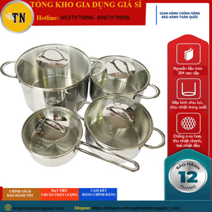 Bộ 4 Nồi Inox 304 Thân Đúc Fivestar Plus FPB4006