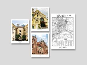 Bộ 4 tranh Saigon Map 1947