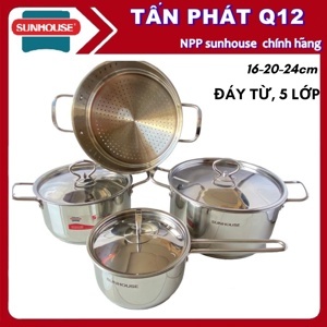 Bộ 5 món nồi chảo inox 5 đáy Sunhouse SHG995