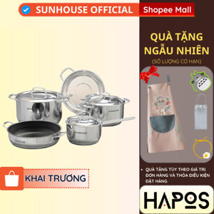 Bộ 5 món nồi chảo inox 5 đáy Sunhouse SHG995