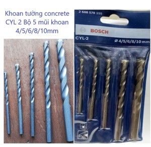 Bộ 5 mũi khoan tường Concrete 4/5/6/8/10mm Bosch 2608578155