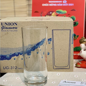 Bộ 6 ly cao thủy tinh Union Glass UG 312B - đáy bằng, 340ml