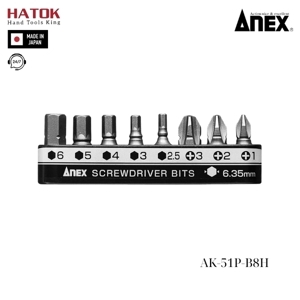 Bộ 8 mũi vít đầu bake và đầu lục giác Anex AK-51P-B8H