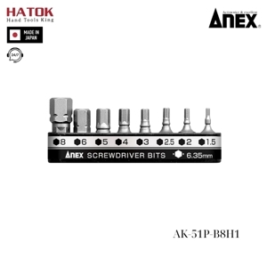 Bộ 8 mũi vít đầu lục giác Anex AK-51P-B8H1