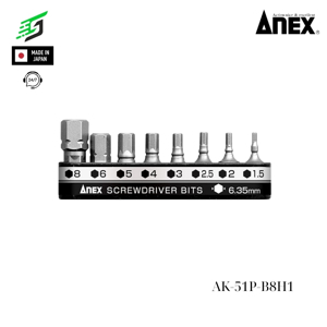 Bộ 8 mũi vít đầu lục giác Anex AK-51P-B8H1