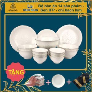 Bộ bàn ăn 14sp Sen IFP chỉ bạch kim