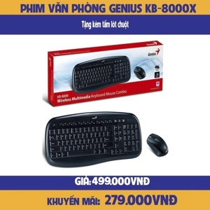 Bộ bàn phím + Chuột không dây Genius KB 8000X