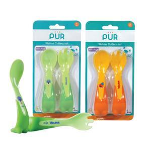 Bộ bát muỗng nĩa tập ăn Pur PUR5502 - có nắp