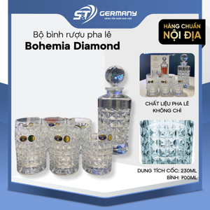 Bộ chai cốc rượu Bohemia Diamond (1 bình và 6 cốc 230ml)