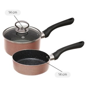 Bộ chảo quánh nhôm nắp kính 14 cm Delites BE011-14