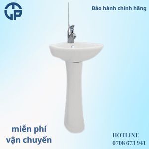 Bộ chậu rửa Lavabo góc treo tường Viglacera VG1 + Chân đứng VI1T