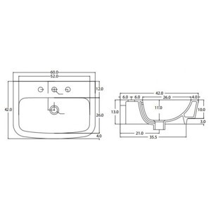 Chậu rửa chân lửng treo tường Viglacera CD50