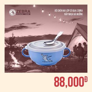 Bộ chén hai lớp có quai nắp nhựa và muỗng Zebra 184287