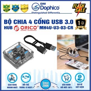 Bộ chia 4 cổng USB 3.0 trong suốt Orico MH4U-U3-03