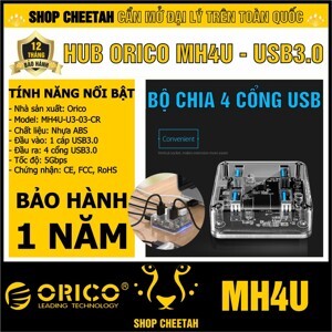 Bộ chia 4 cổng USB 3.0 trong suốt Orico MH4U-U3-03