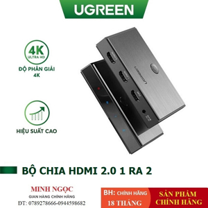 Bộ chia HDMI 1 ra 2 HDMI 2.0 chính hãng Ugreen 50707