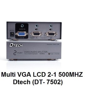 Bộ chia màn hinh VGA 1 ra 2 Dtech DT-7502 hỗ trợ cáp VGA 80M