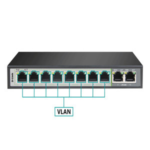Bộ chia mạng 8 cổng Switch PoE D-Link DES-F1010P-E