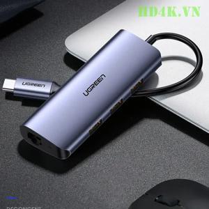 Bộ chia Type C 4 cổng USB 3.0 + Lan RJ45 Ugreen 60717