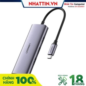 Bộ chia Type C 4 cổng USB 3.0 + Lan RJ45 Ugreen 60718