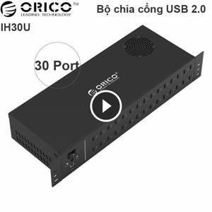 Bộ chia USB 2.0 công nghiệp 20 cổng vỏ kim loại cấp nguồn ngoài Orico IH30U