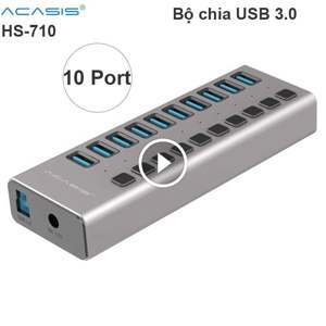 Bộ chia USB 3.0 10 cổng có cấp nguồn ngoài ACASIS HS-710M