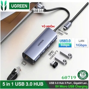 Bộ chia USB 3.0 ra 3 cổng USB 3.0 + Lan  1000Mbps Ugreen 60719