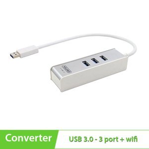 Bộ chia USB 3.0 Unitek Y-3063, 3 cổng hỗ trợ thu wifi 150Mbps