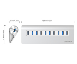 Bộ chia USB HUB 10 cổng USB 3.0 Orico M3H10-V1