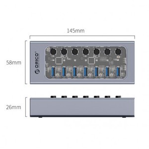 Bộ chia USB HUB 7 cổng ORICO AT2U3-7AB-GY