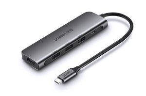 Bộ chia USB Type-C ra 4 cổng USB 3.0 hỗ trợ USB-C cấp nguồn Ugreen 50980