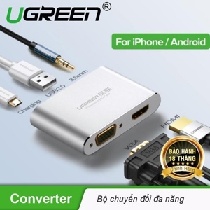 Bộ chuyển đổi cổng đa năng HDMI + VGA cho điện thoại, máy tính bảng Ugreen UG-30522