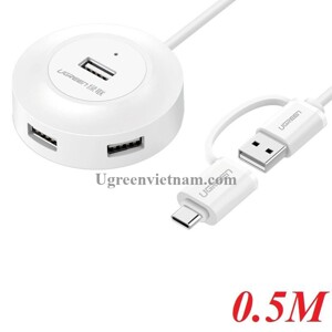 Bộ chuyển đổi Hub với Type C 4 ports USB 2.0 Ugreen 40961